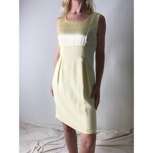 VINTAGE '90s Dawn Joy II Satin Buttercream Yellow Sheath Dress US 6